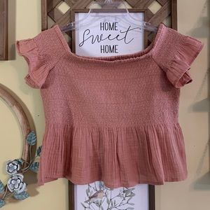 American Eagle Smocked Cropped Top Medium